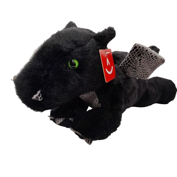 Aurora Other - Aurora Flopsie Midnight Dragon Plush 12" Black Green Eyes‎ Stuffed Animal Toy